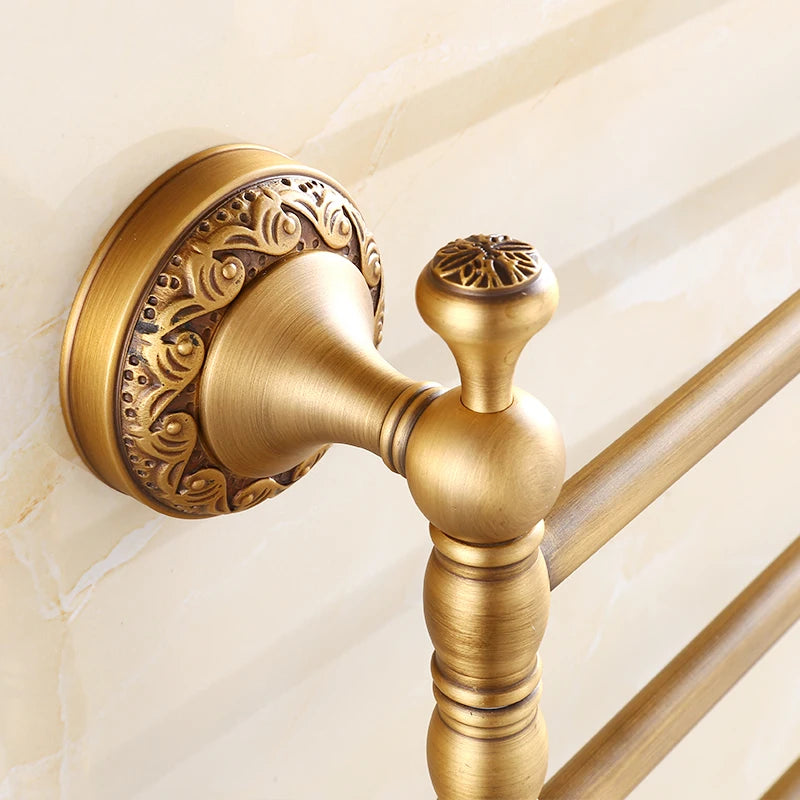 Towel Racks 2/3/4/5 Tiers Bars Antique Brass Towel Holder Bath Rack Active Rails Pants Hanger Bathroom Accessories Wall Shelf