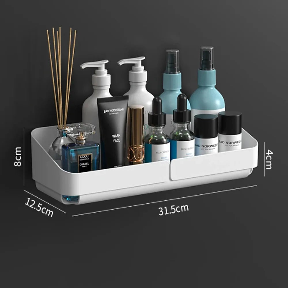 Bathroom Kitchen Convenience Rack Shelf Makeup Storage Organizer Cosmetics Shampoo Rack Shower Shelf Wall Spice No Drilling