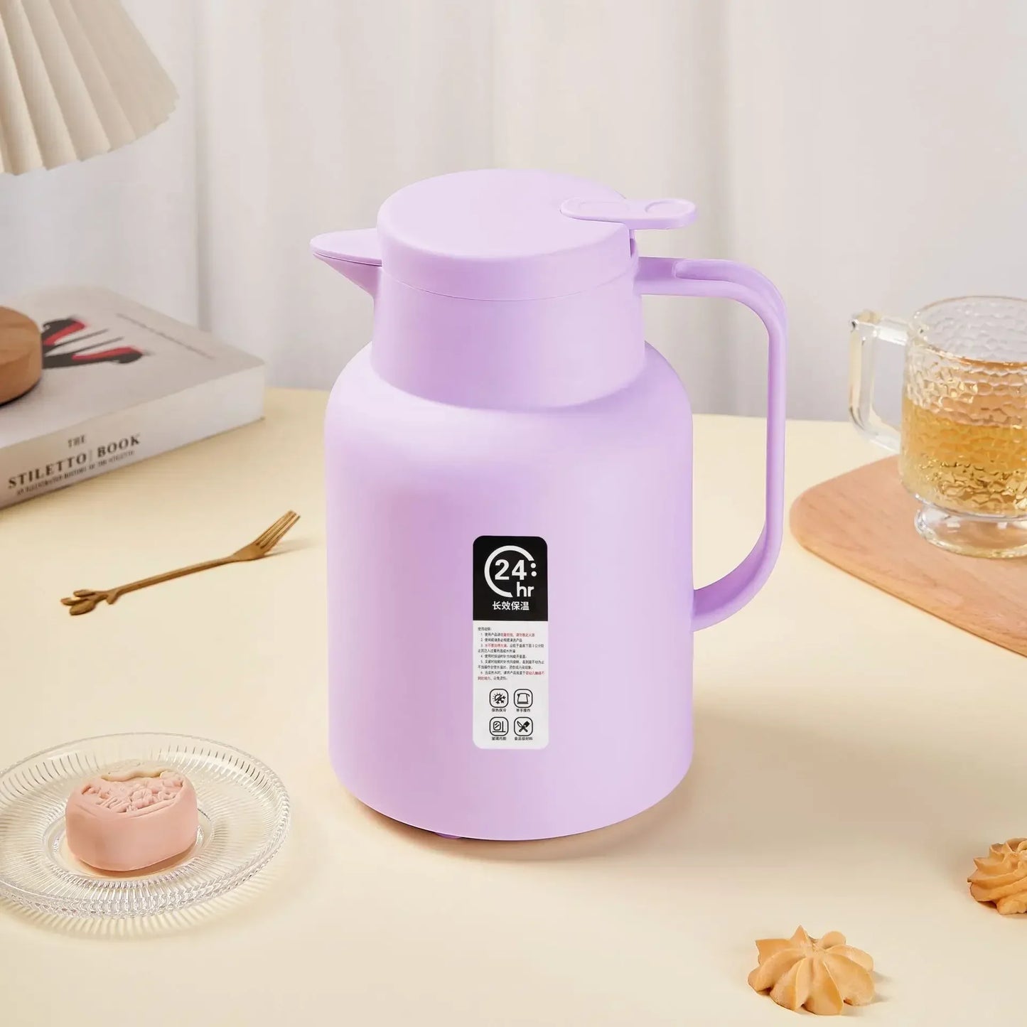 Home 1L Tulip Insulated Pot Large Capacity Warm Water Bottle Dormitory Insulated Bottle Coffee Pot Glass Inner Pot Water Bottle