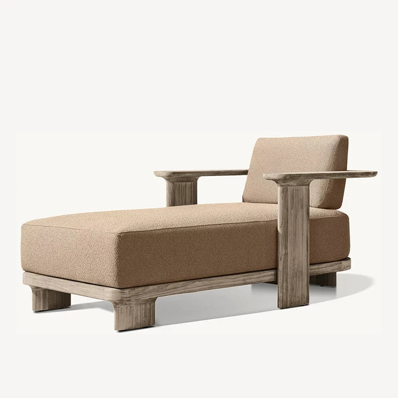 Outdoor Teak Furniture Waterproof Fabric Wood Sun Lounger Poolside Teak Sunbed All Weather Teak Chaise Lounge Charis