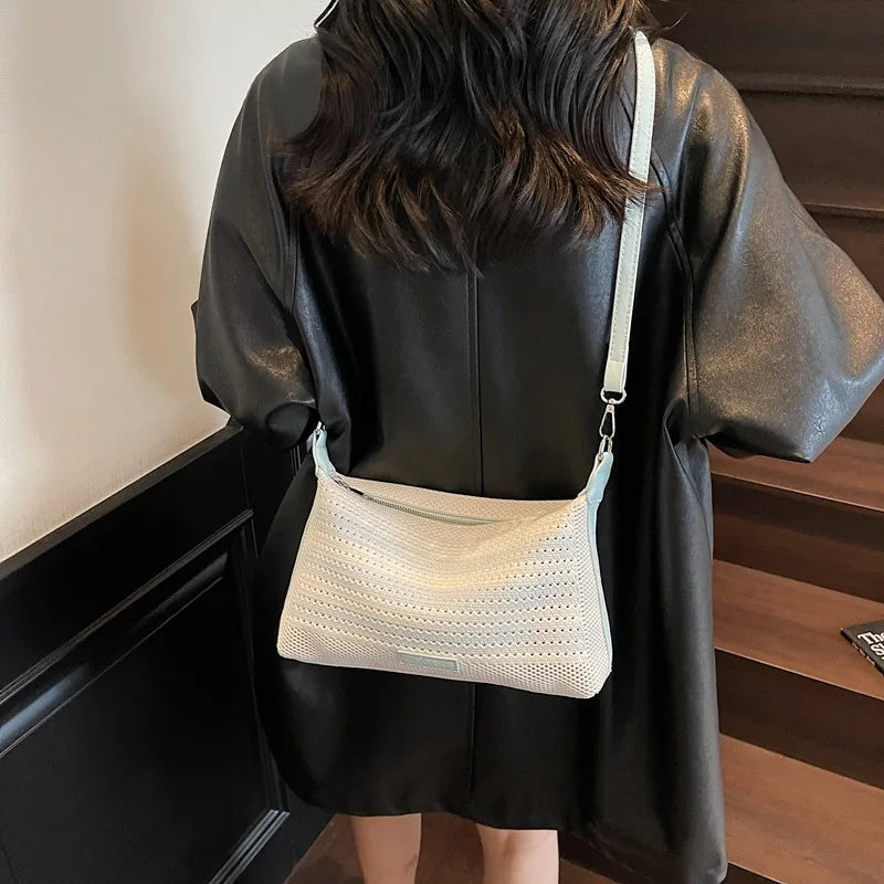 2025 Hand-woven Bags for Women, Foreign-style Knitted Shoulder Bags Textured Messenger Commuter Bags, Niche Design Women's Bags