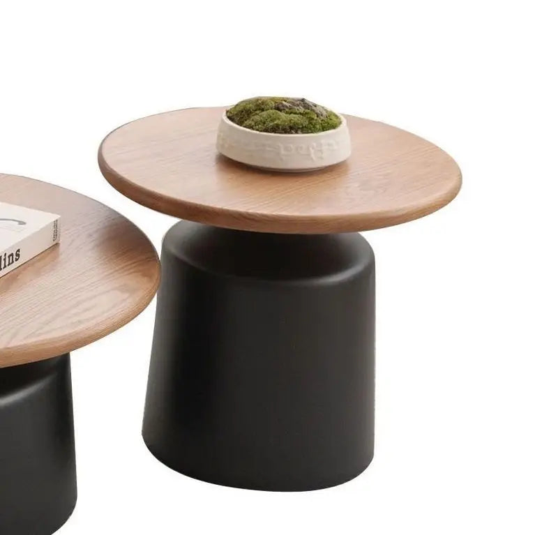 Wooden Round Coffee Table Minimalist Bedside Stand Creamy Nordic Living Room and Balcony Side Table for Small Spaces