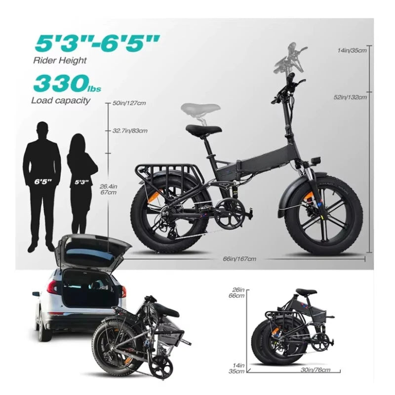 Engine X European Union Stock Electric Bike 48V 13Ah Foldable 250W Electric Fat Tire Mountain