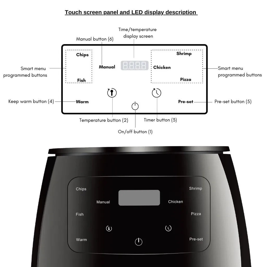 6L Air fryer Multi-functional intelligent touch screen oven Large capacity Electro mechanical deep fryer for home airfryer