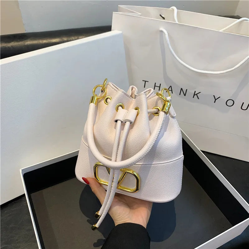 Women's Bucket Bag - Basket-style Fukubukuro,Soft Leather Minimalist, Fashionable Versatile,Shoulder Crossbody Handheld Stylish