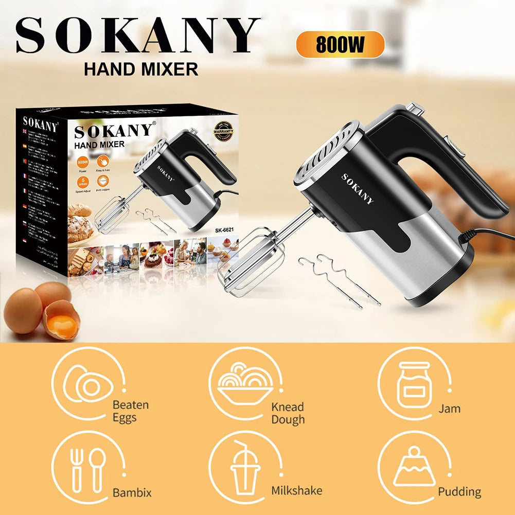220-240V 800W 5 Speeds Automatic Cream Cake Baking Dough Mixer Portable Electric Food Blender Handheld Egg Beater Kitchen Tools