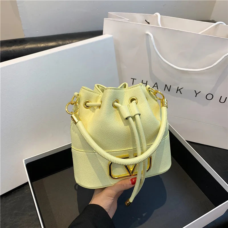 Women's Bucket Bag - Basket-style Fukubukuro,Soft Leather Minimalist, Fashionable Versatile,Shoulder Crossbody Handheld Stylish