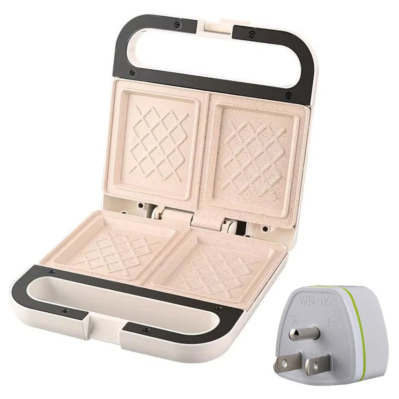 2-Slice Sandwich Toaster with 6 Adjustable Temperature Ceramic Coating Waffle Machine Compact Breakfast Maker for Family Use