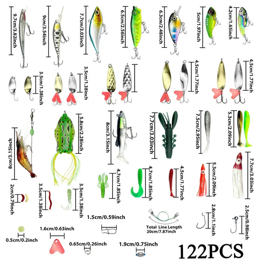 133/83pcs Fishing Lures Kit for Topwater Bait Rigs Tackle Kit for Bass Trout Salmon Fishing Accessories