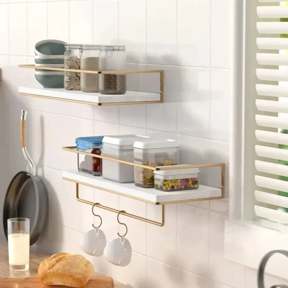 Bathroom Shelving Wooden Towel Rack Toilet Cosmetics and Toiletries Storage Kitchen Display Rack Wall Mounted Storage Holder