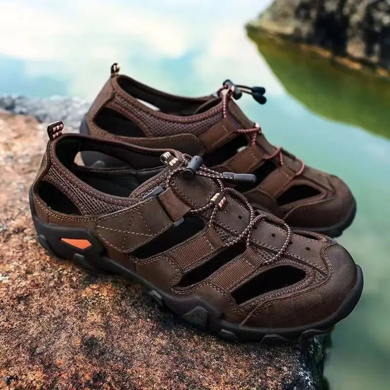Trekking Hole Shoes Closed Toe Flat Man Sandals Ankle Wrap Beach Outdoor Hiking Men Stylish Luxury 2024 on Offer Big Size Pvc 39