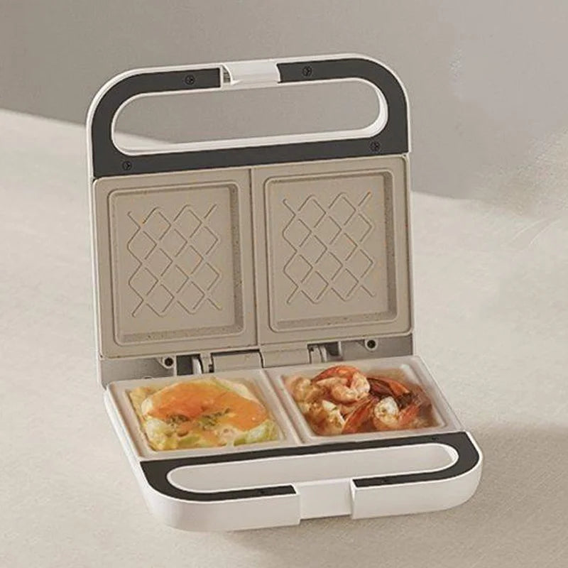 2-Slice Sandwich Toaster with 6 Adjustable Temperature Ceramic Coating Waffle Machine Compact Breakfast Maker for Family Use