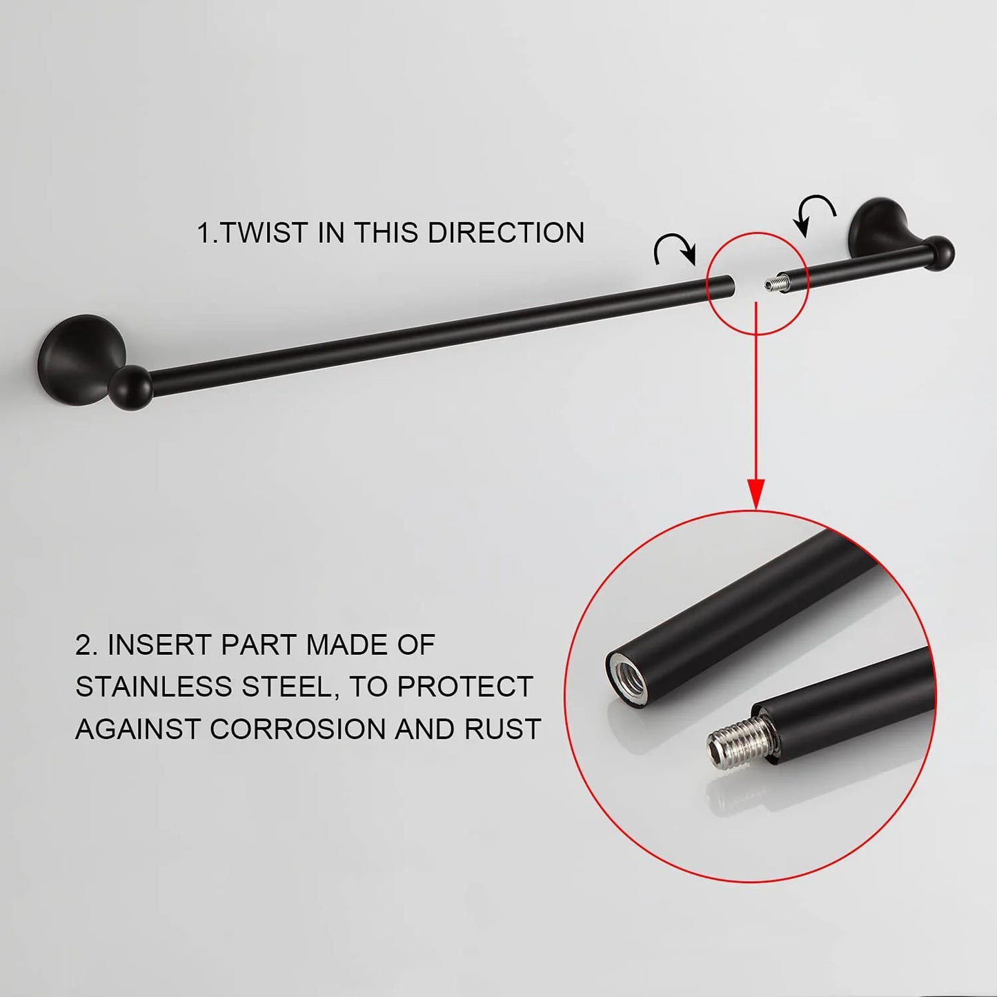 Bathroom Accessory Set,Adjustable Expandable Towel Bar 4-Piece Bathroom Hardware Set Wall Mounted Towel Rack,Antique Towel Hook