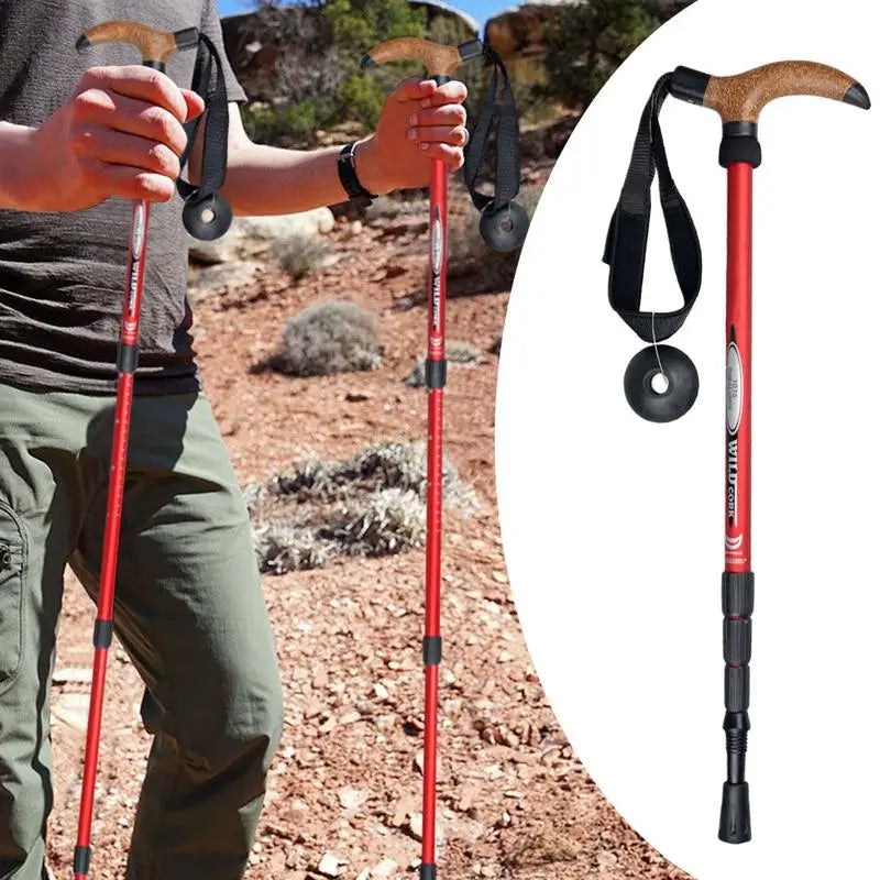 Trekking Poles Hiking Stick Telescopic Mountaineering Gear For Backpacking Mountain Climbing Camping Snowshoeing Skiing