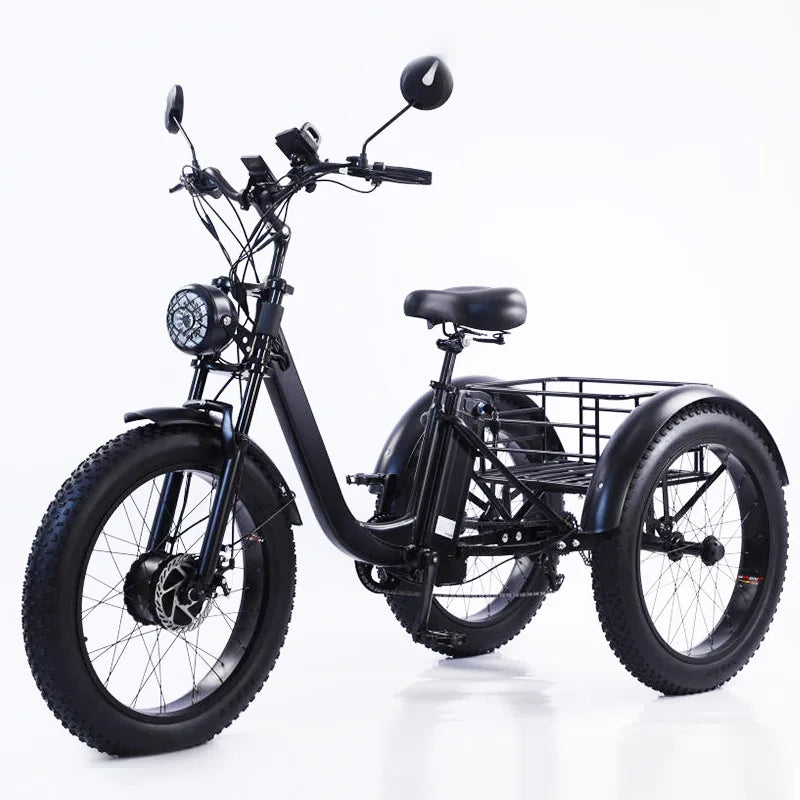 Electric Fat Bike 24 Inch Three Wheel Electric Bicycle Powerful Snow Mountain Electric Bike Adult Men's Women's