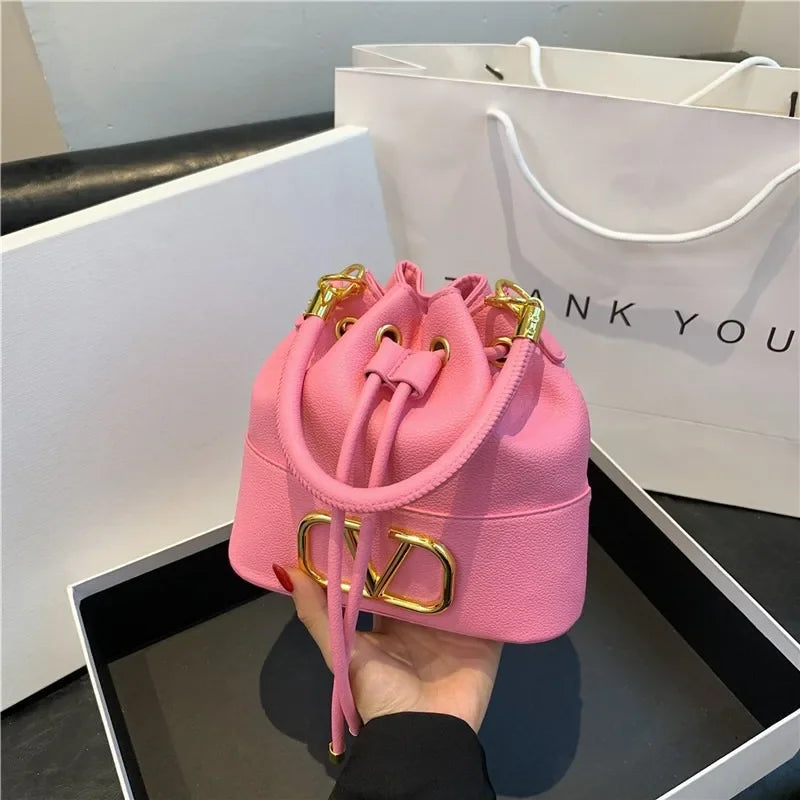 Women's Bucket Bag - Basket-style Fukubukuro,Soft Leather Minimalist, Fashionable Versatile,Shoulder Crossbody Handheld Stylish