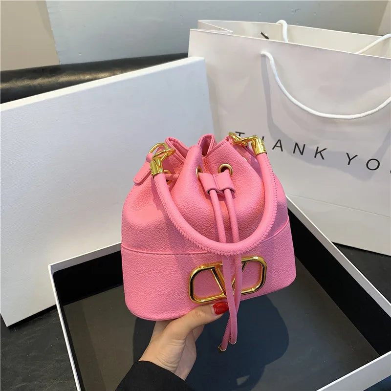 Women's Bucket Bag - Basket-style Fukubukuro,Soft Leather Minimalist, Fashionable Versatile,Shoulder Crossbody Handheld Stylish