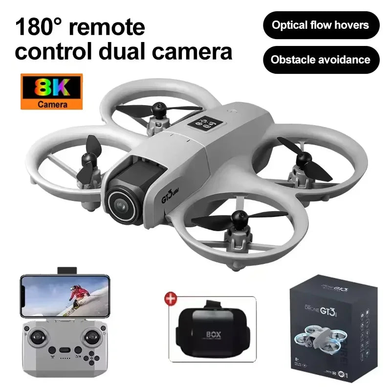 GT3 Drones Mini 8K HD Dual Camera Intelligent Obstacle Avoidances Aerial Photography Flyer Optical Flow Positioning Beginner UAV