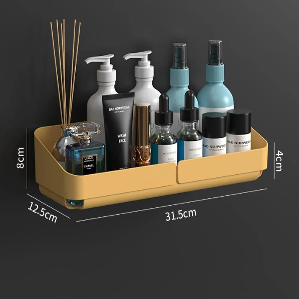 Bathroom Kitchen Convenience Rack Shelf Makeup Storage Organizer Cosmetics Shampoo Rack Shower Shelf Wall Spice No Drilling