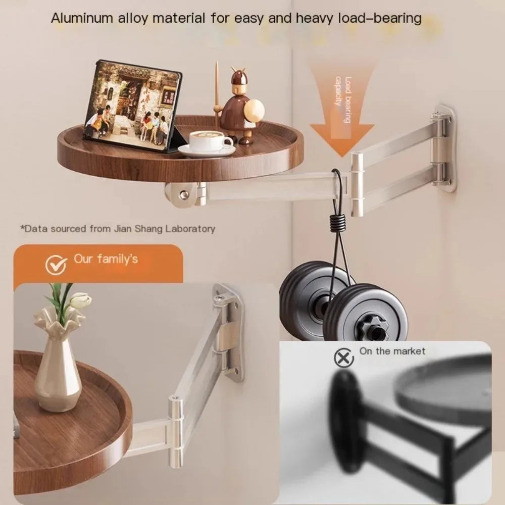 Bedhead Wall Mounted Storage Table Foldable Tea Table Round Table Creative Home Bedhead Table Convenient Simple Suspended Table