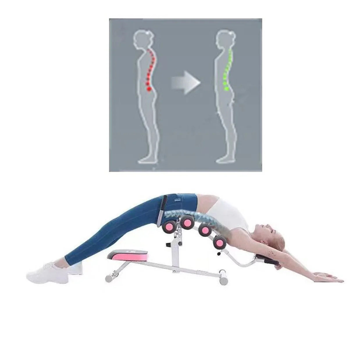 Men and women home office fitness equipment lumbar reliever waist traction shoulder and neck relaxation stretcher yoga back open