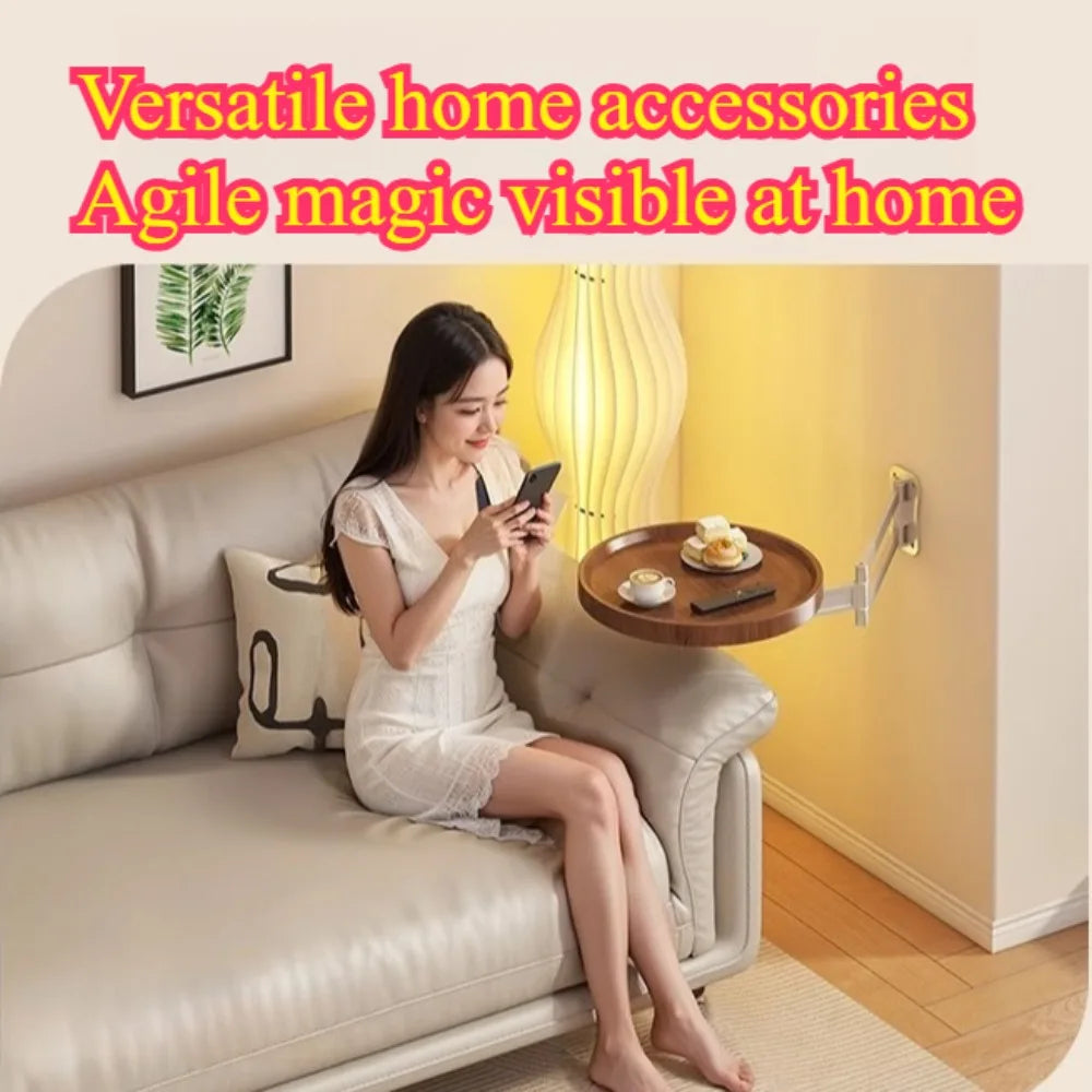 Bedhead Wall Mounted Storage Table Foldable Tea Table Round Table Creative Home Bedhead Table Convenient Simple Suspended Table