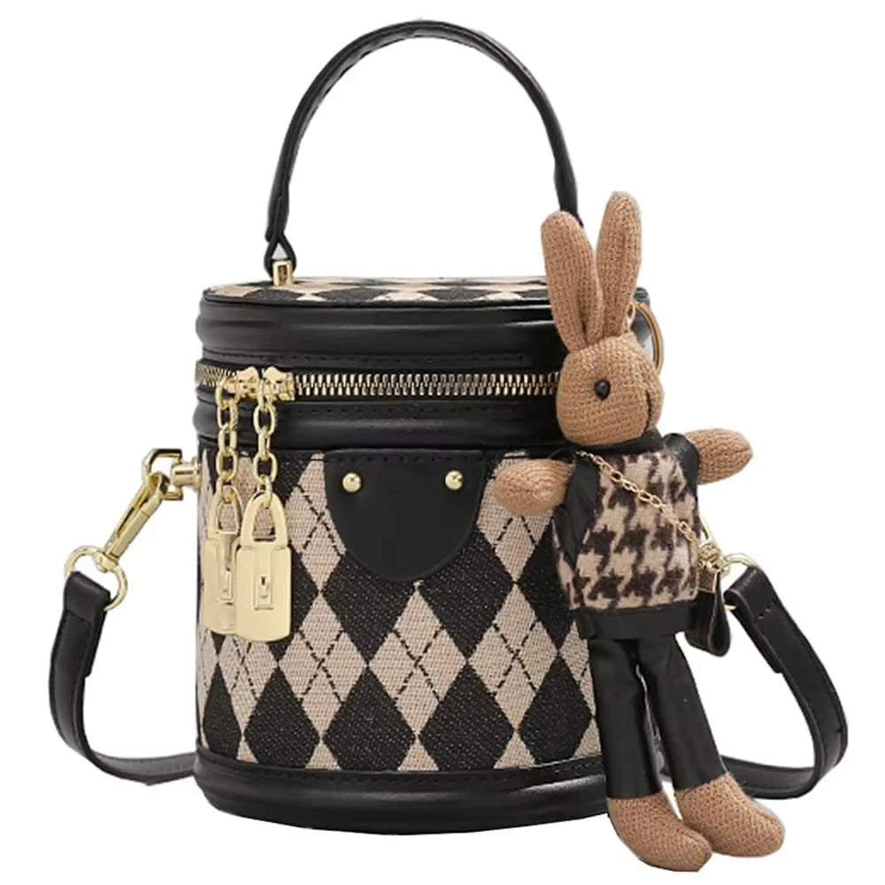 Women's Bag for Women Trend Fashion Luxury Designer Zipper Small Female Handbags femaleLeather Bucket Shoulder Bag With Pendant