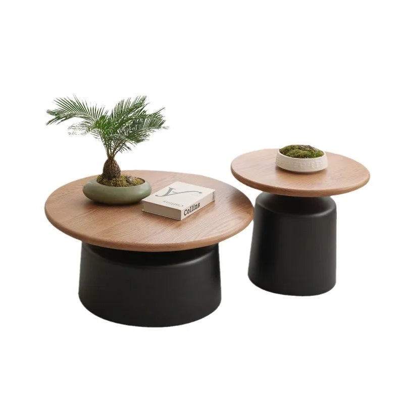 Wooden Round Coffee Table Minimalist Bedside Stand Creamy Nordic Living Room and Balcony Side Table for Small Spaces