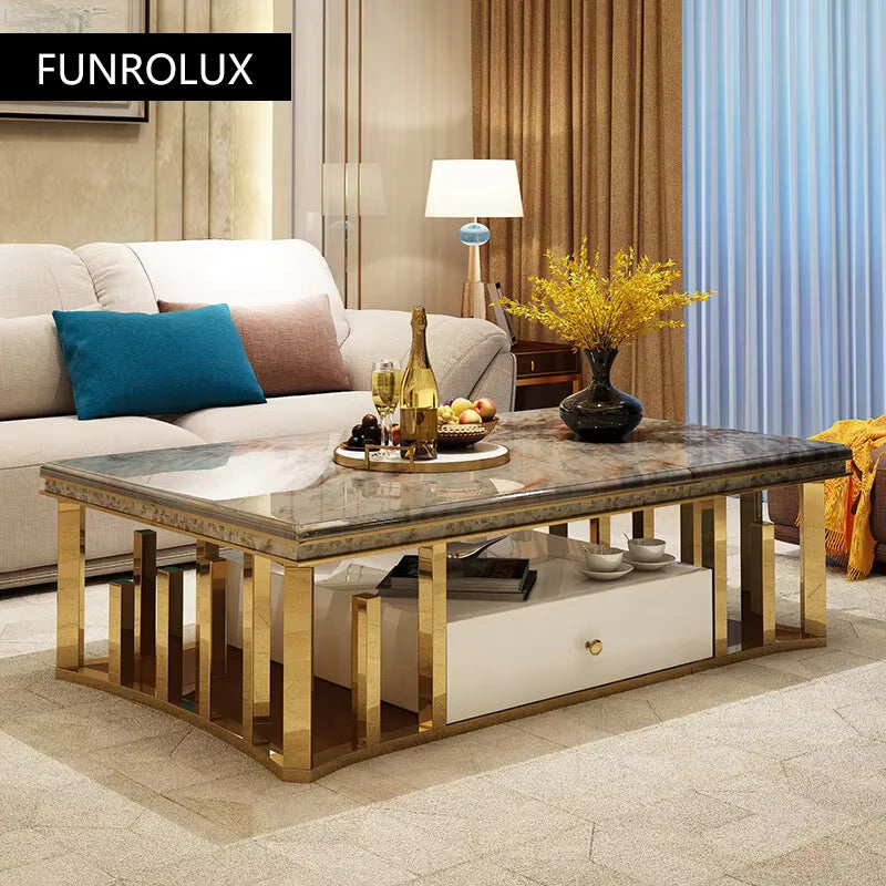 Modern Marble Coffee Table Tv Cabinet Combination Simple Modern Living Apartment Creative Rectangle Small Tea Table Sets