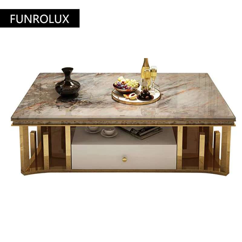 Modern Marble Coffee Table Tv Cabinet Combination Simple Modern Living Apartment Creative Rectangle Small Tea Table Sets