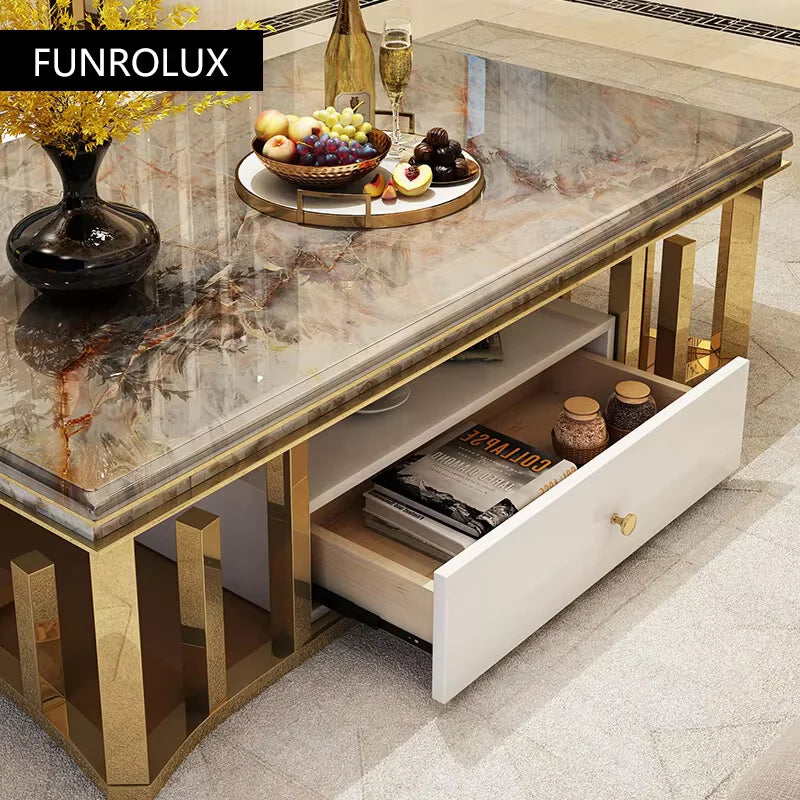 Modern Marble Coffee Table Tv Cabinet Combination Simple Modern Living Apartment Creative Rectangle Small Tea Table Sets