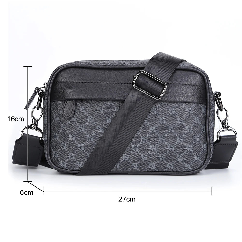 Messenger Sling Bags For Men Casual PU Small Zipper Crossbody Pouch Men Shoulder Bag Women Square Bag Trendy Diagonal Chest Bag