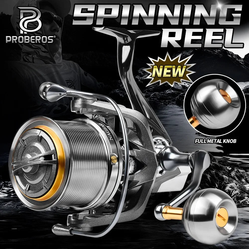Casting Reel Fishing Reels 4.8:1 18KG Max Drag Power Ultra long throw 8000-14000S Sea Fishing Metal Spinning Metal Grip Pesca