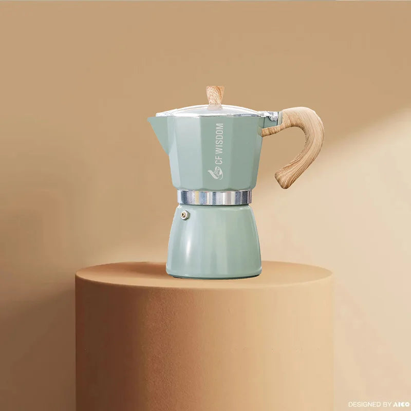 CF Wisdom Mocha Coffee Maker, Italian Espresso Maker, Vintage Mocha Pot, Home Coffee Tool, Portable, 300ml