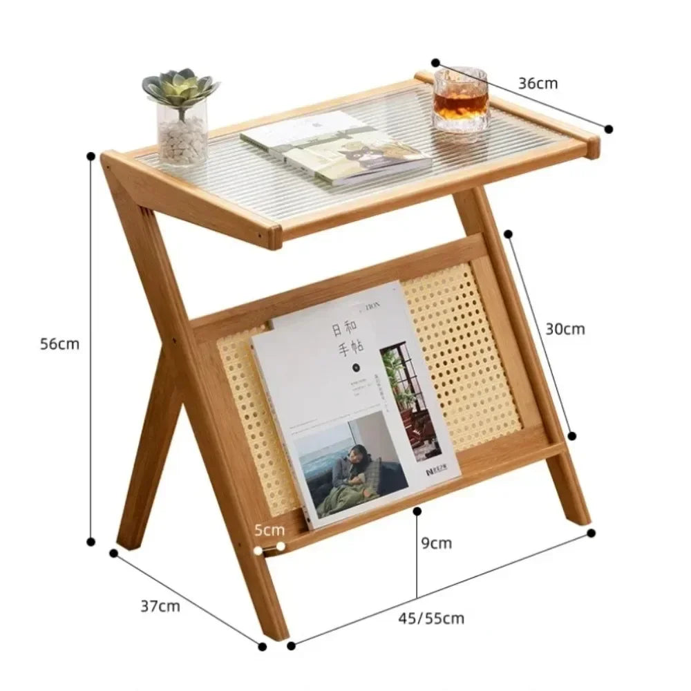 Coffee Table With Tempered Glass Top Modern Side Tables Z Shape Mobile Cabinet Lightweight Bedstand Cup Organizer Tea Side Table