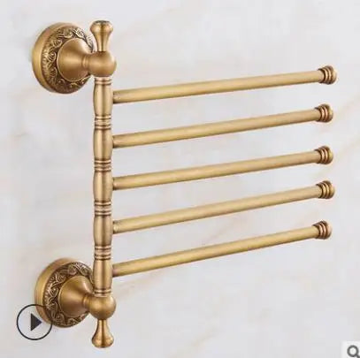 Towel Racks 2/3/4/5 Tiers Bars Antique Brass Towel Holder Bath Rack Active Rails Pants Hanger Bathroom Accessories Wall Shelf