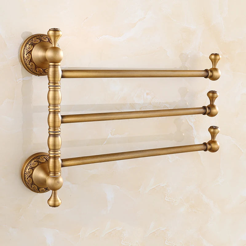 Towel Racks 2/3/4/5 Tiers Bars Antique Brass Towel Holder Bath Rack Active Rails Pants Hanger Bathroom Accessories Wall Shelf