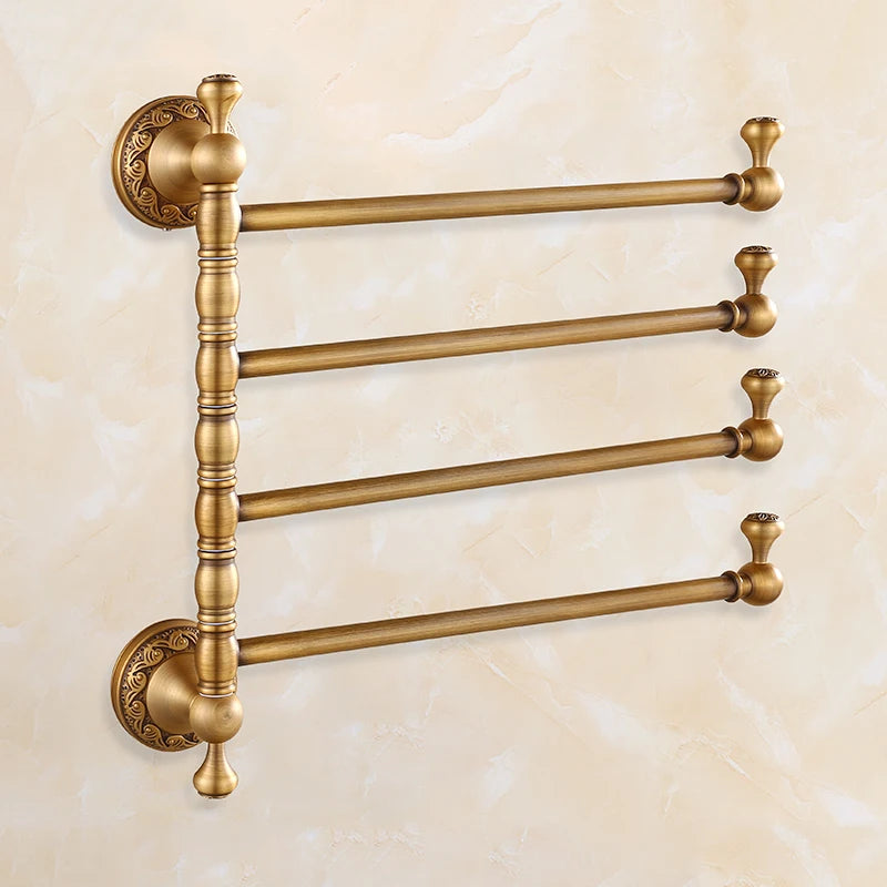 Towel Racks 2/3/4/5 Tiers Bars Antique Brass Towel Holder Bath Rack Active Rails Pants Hanger Bathroom Accessories Wall Shelf