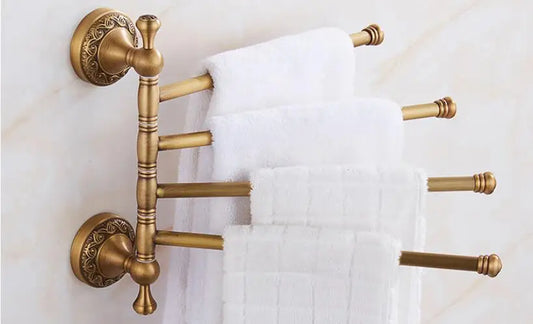 Towel Racks 2/3/4/5 Tiers Bars Antique Brass Towel Holder Bath Rack Active Rails Pants Hanger Bathroom Accessories Wall Shelf