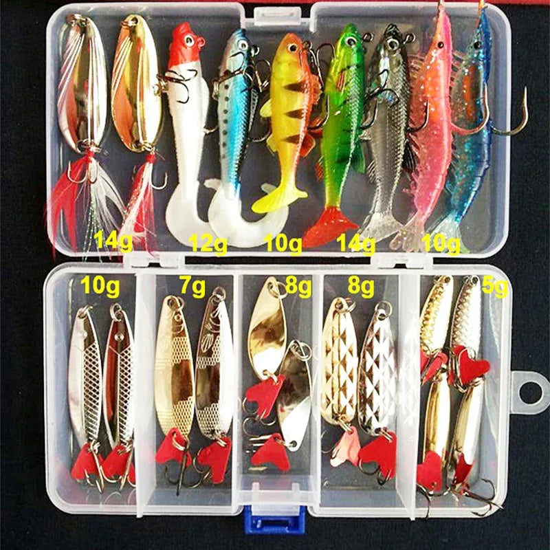 Fishing Lures Set Hard Artificial Wobblers Metal Jig Spoons Soft Lure Fishing Silicone Bait Fishing Tackle Accessories Pesca