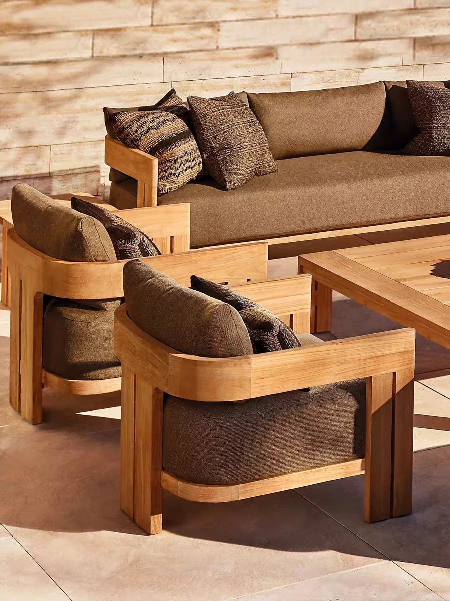 Luxury Garden Furniture Teak Wood Outdoor Furniture Patio Sofa