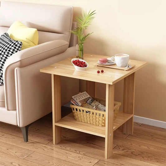 Home Small Table Living Room Small Coffee Table Bedroom Bedside Shelf Nordic Minimalist Tea Table Wooden Multifunctional Shelf