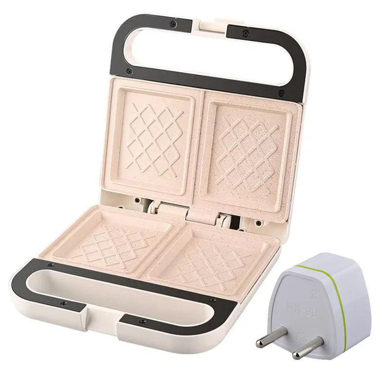 2-Slice Sandwich Toaster with 6 Adjustable Temperature Ceramic Coating Waffle Machine Compact Breakfast Maker for Family Use
