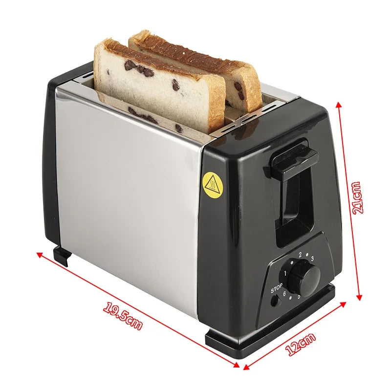 Stainless Steel Electric Toaster Machine 2 Slice Mini for Breakfast Sandwich Burger Bun Bread Toaster Restaurant Appliance