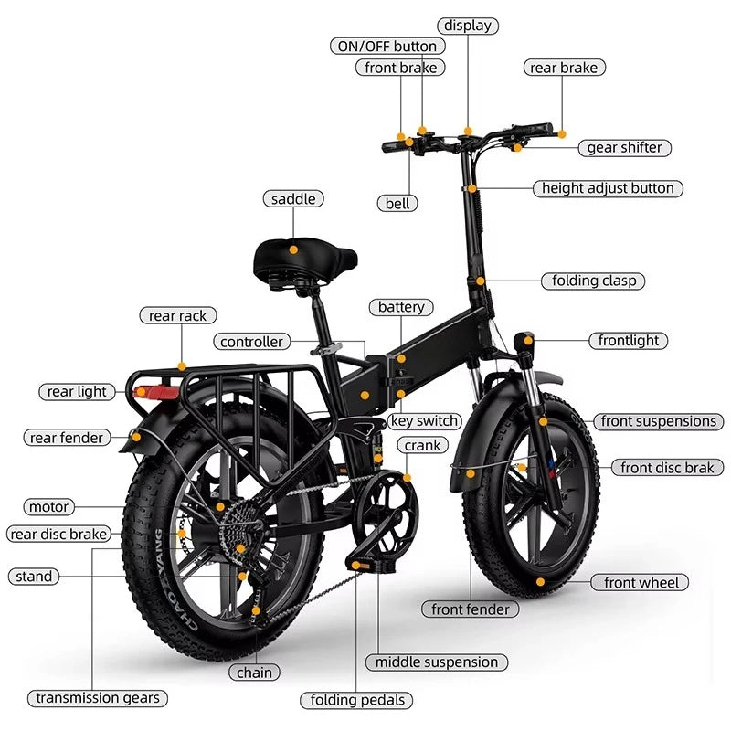 Engine X European Union Stock Electric Bike 48V 13Ah Foldable  250W Electric Fat Tire Mountain