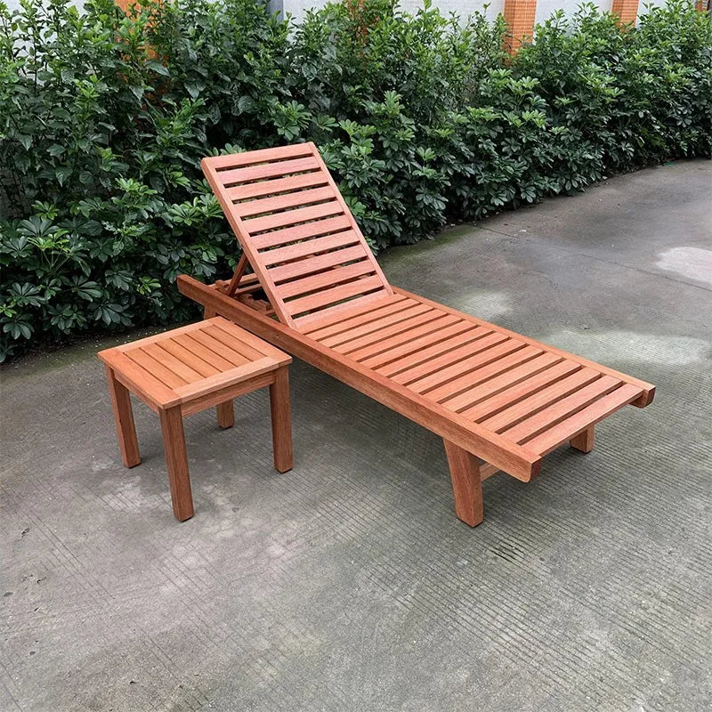 Outdoor courtyard bed outdoor solid wood lounger balcony garden villa seaside swimming pool leisure preservative wood beach chai