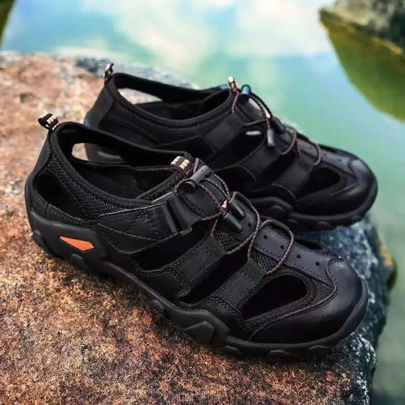 Trekking Hole Shoes Closed Toe Flat Man Sandals Ankle Wrap Beach Outdoor Hiking Men Stylish Luxury 2024 on Offer Big Size Pvc 39