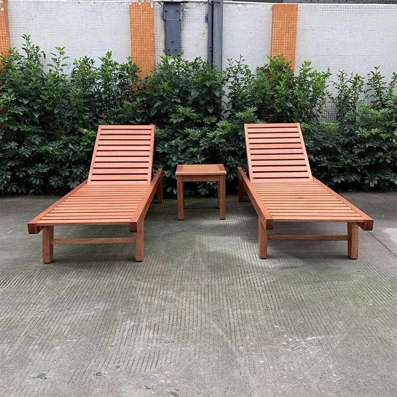 Outdoor courtyard bed outdoor solid wood lounger balcony garden villa seaside swimming pool leisure preservative wood beach chai
