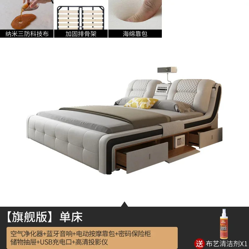 King Aesthetic Unique Double Bed Frame Master Frames Modern Twin Double Bed Frame Wood Multifunctional Cama Casal Home Furniture