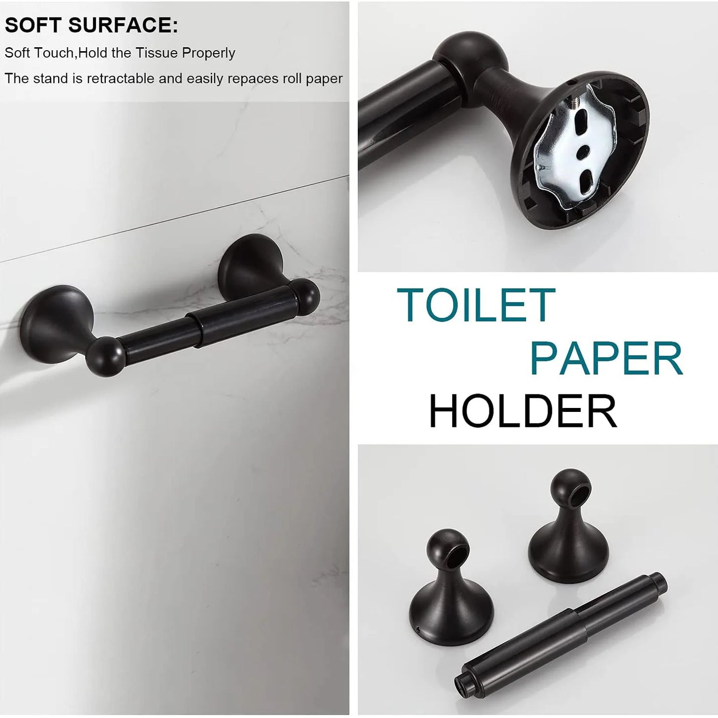 Bathroom Accessory Set,Adjustable Expandable Towel Bar 4-Piece Bathroom Hardware Set Wall Mounted Towel Rack,Antique Towel Hook